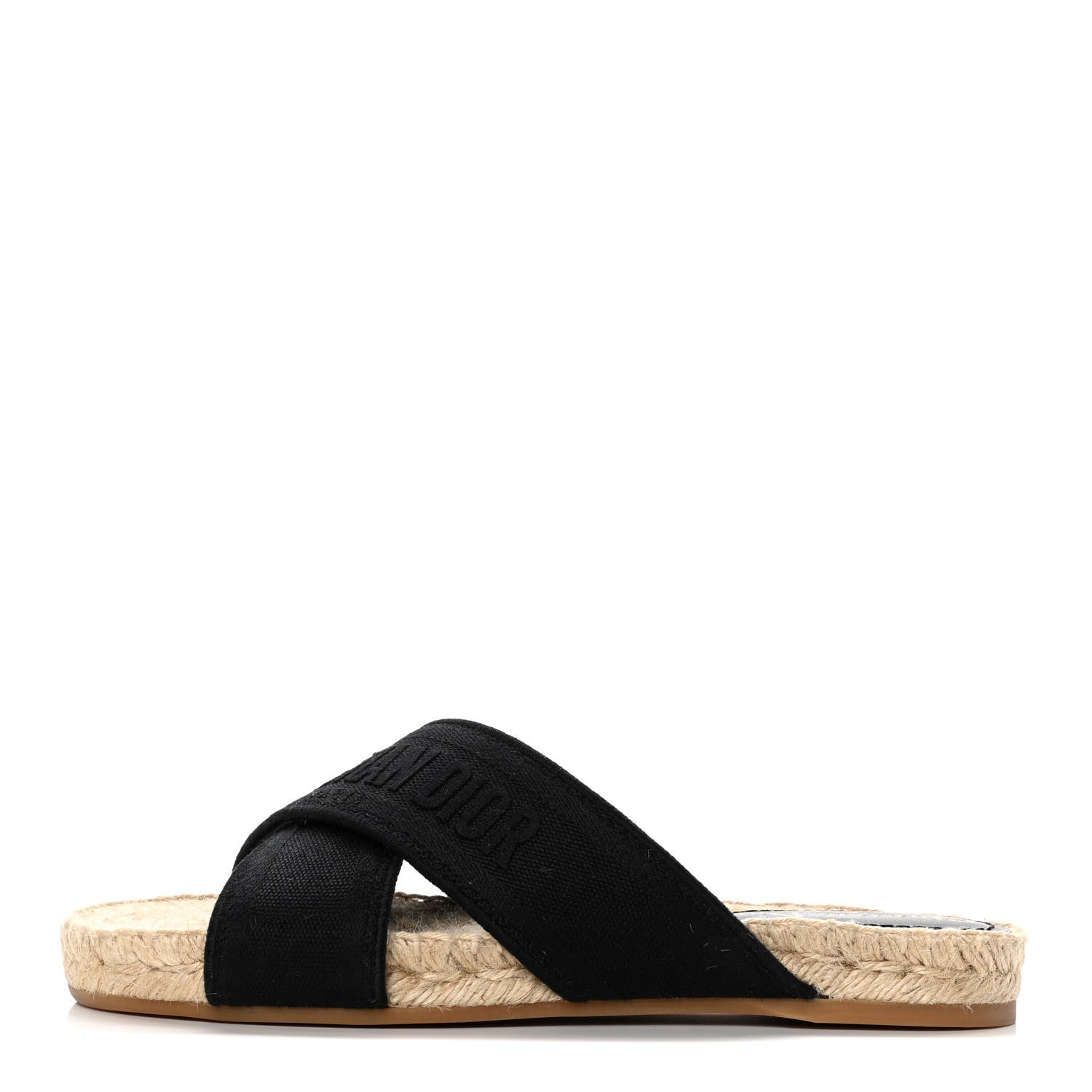 Christian Dior Canvas Embroidered Granville Espadrille Crisscross Flat Slide Sandals 36 Black 4 of 33