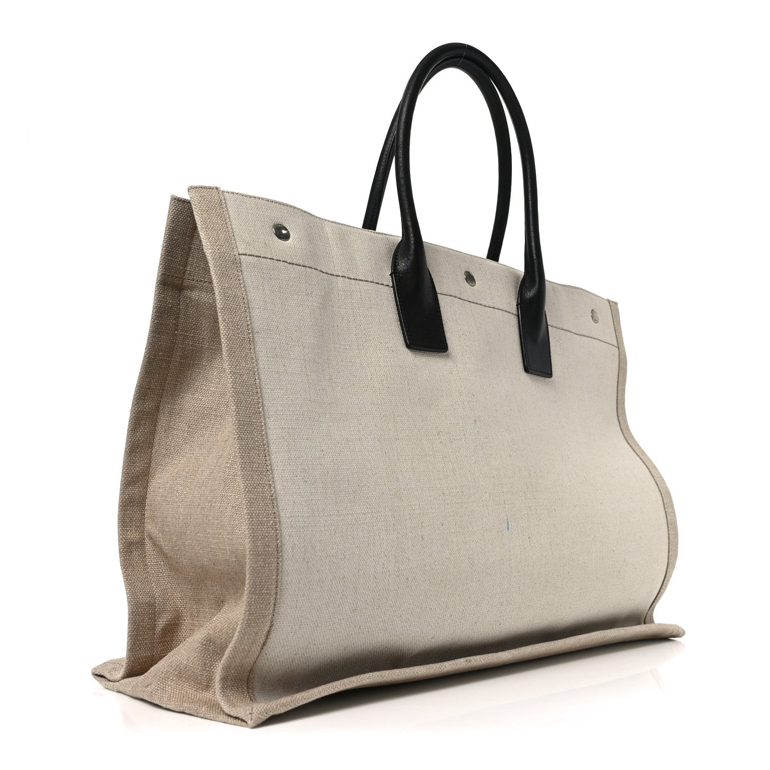 Saint Laurent Linen Calfskin Rive Gauche Tote Greggio Natural 3 of 12