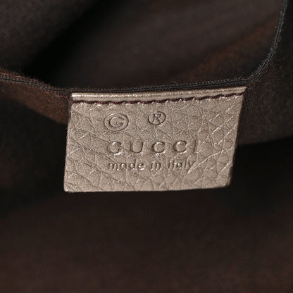 Gucci Metallic Pebbled Calfskin Large Bamboo Clutch Gold 10 of 13