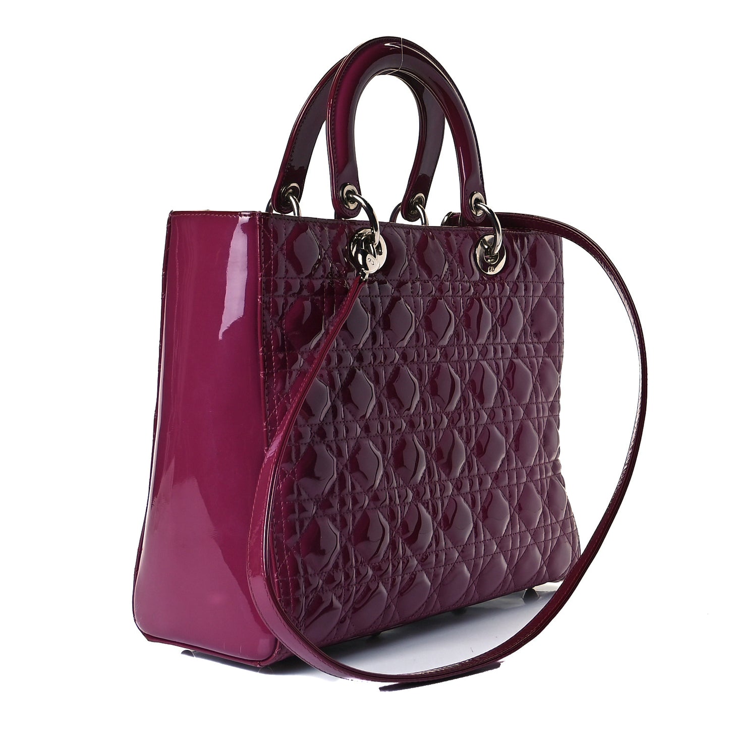 Patent Cannage Large Lady Dior Dark Pink