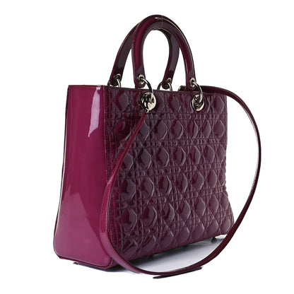 Christian Dior Patent Cannage Large Lady Dior Dark Pink 3 of 8