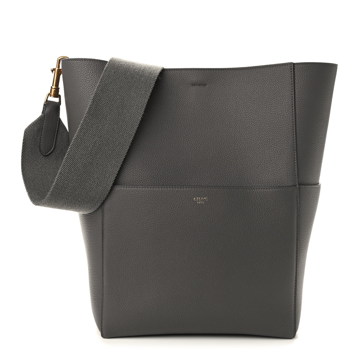 Celine Soft Grained Calfskin Sangle Bucket Bag Grey 1 of 9
