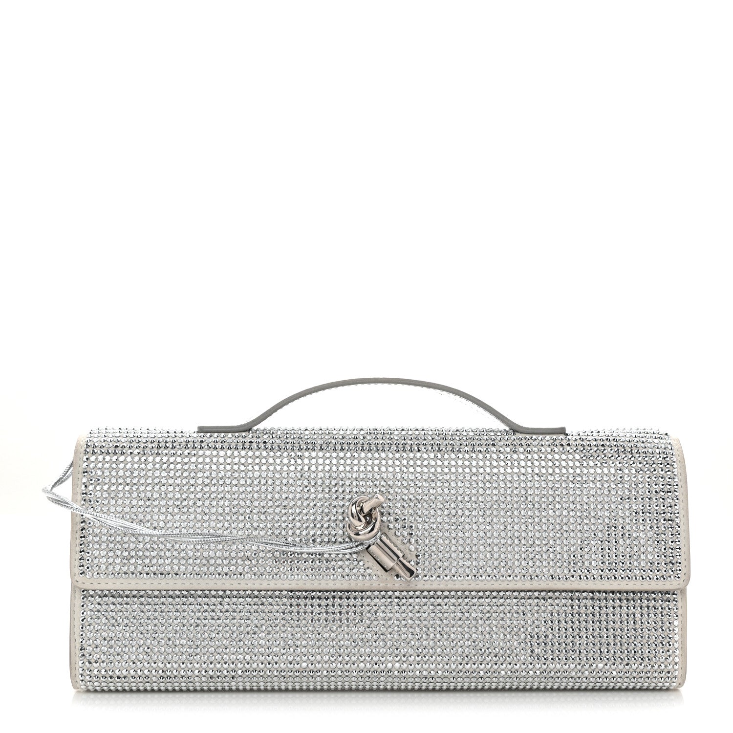 Bottega Veneta Nappa Crystal Long Andiamo Top Handle Clutch White 1 of 8