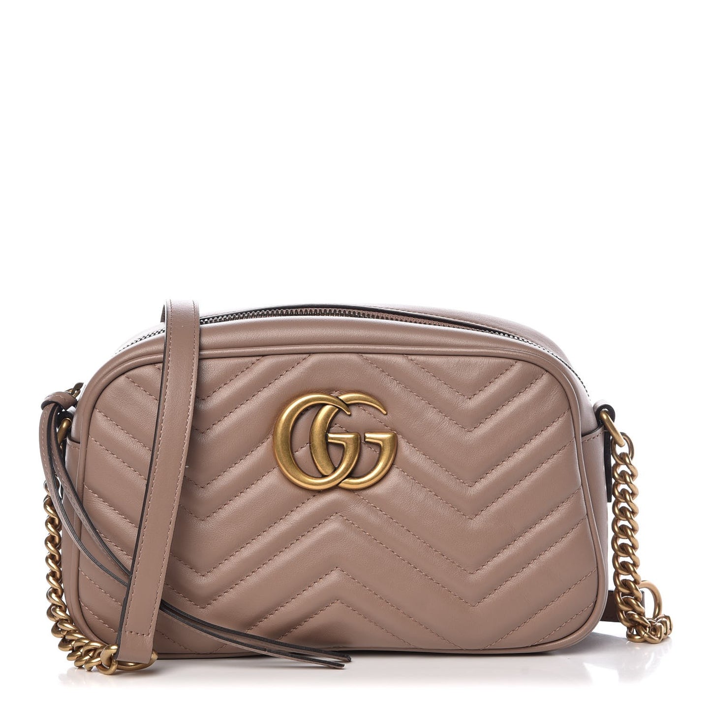 Calfskin Matelasse Small GG Marmont Chain Shoulder Bag Porcelain Rose