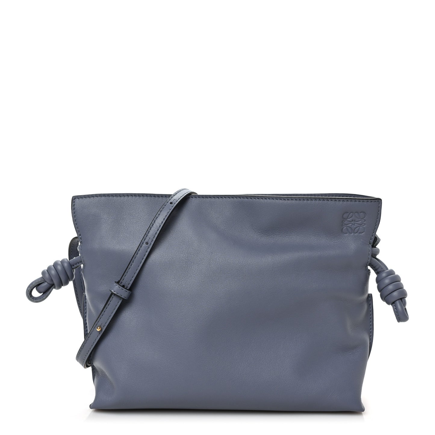 Calfskin Mini Flamenco Knot Bag Indigo Tan