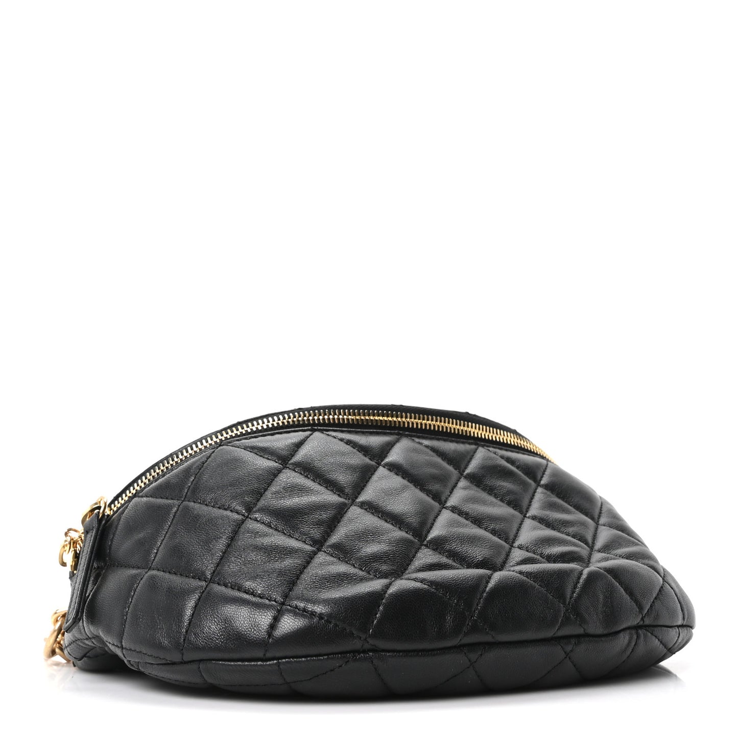 Lambskin Pearl Quilted CC Belt Bag Black