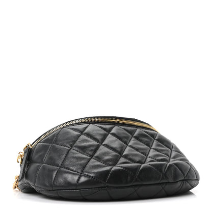 Chanel Lambskin Pearl Quilted CC Belt Bag Black 3 of 9