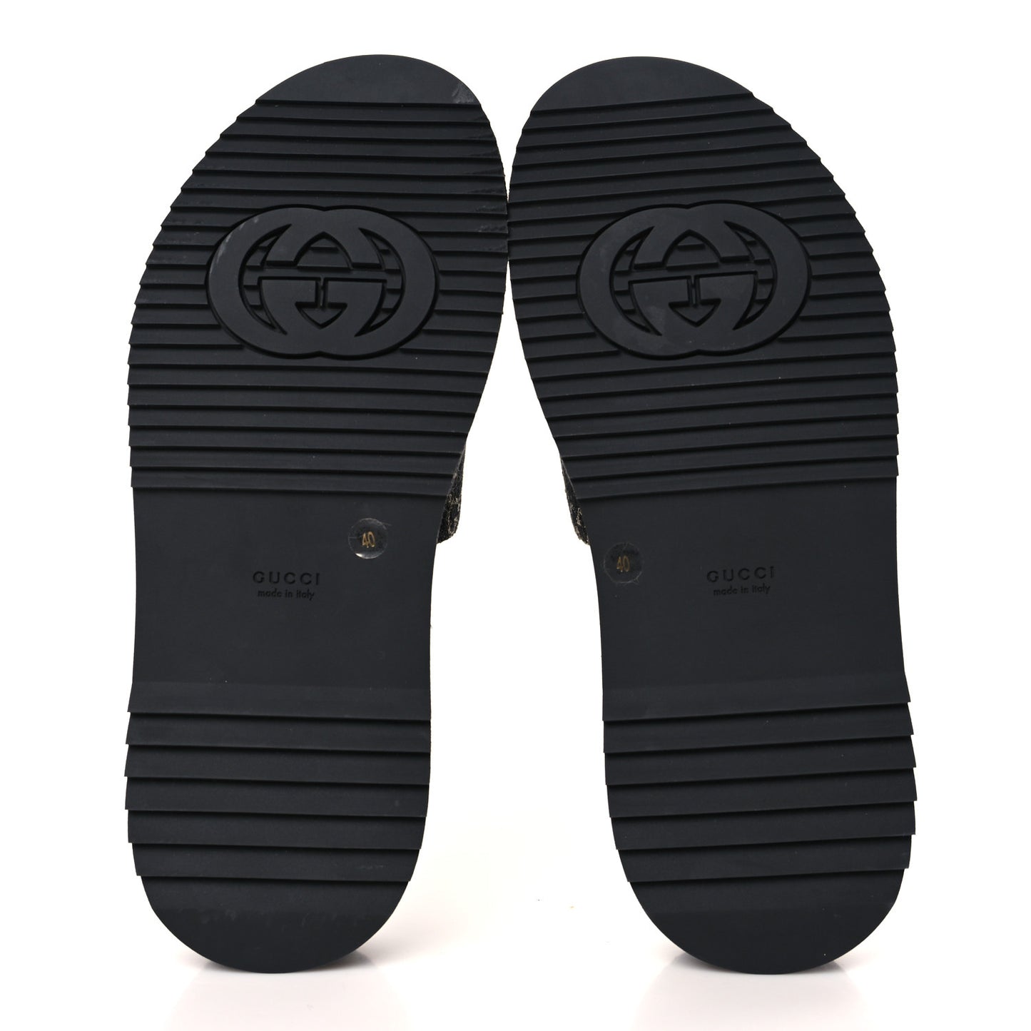 Jacquard Black Denim GG Monogram Angelina Platform 55mm Slide Sandals 40 Black Ivory