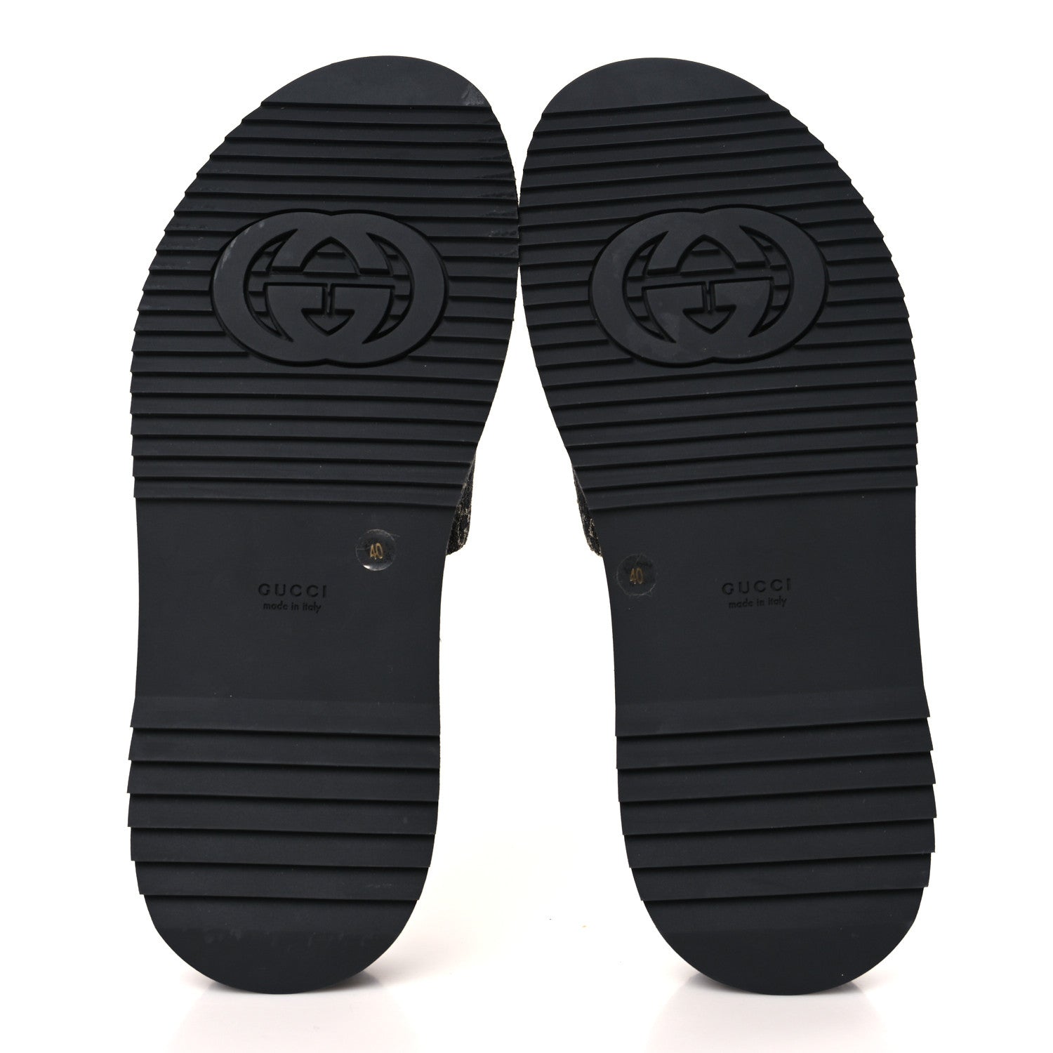 Gucci Jacquard Black Denim GG Monogram Angelina Platform 55mm Slide Sandals 40 Black Ivory 5 of 9