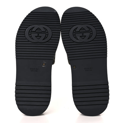 Gucci Jacquard Black Denim GG Monogram Angelina Platform 55mm Slide Sandals 40 Black Ivory 5 of 9