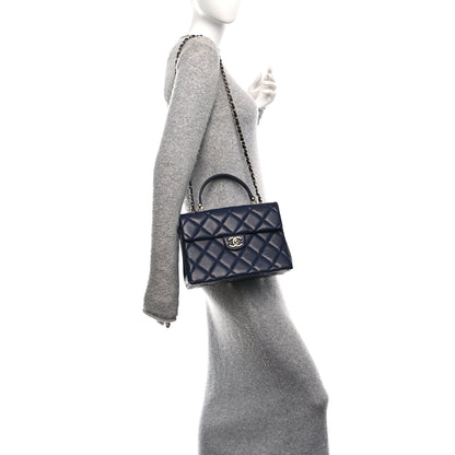 Chanel Caviar Quilted Retro Twist Top Handle Flap Navy 2 of 11