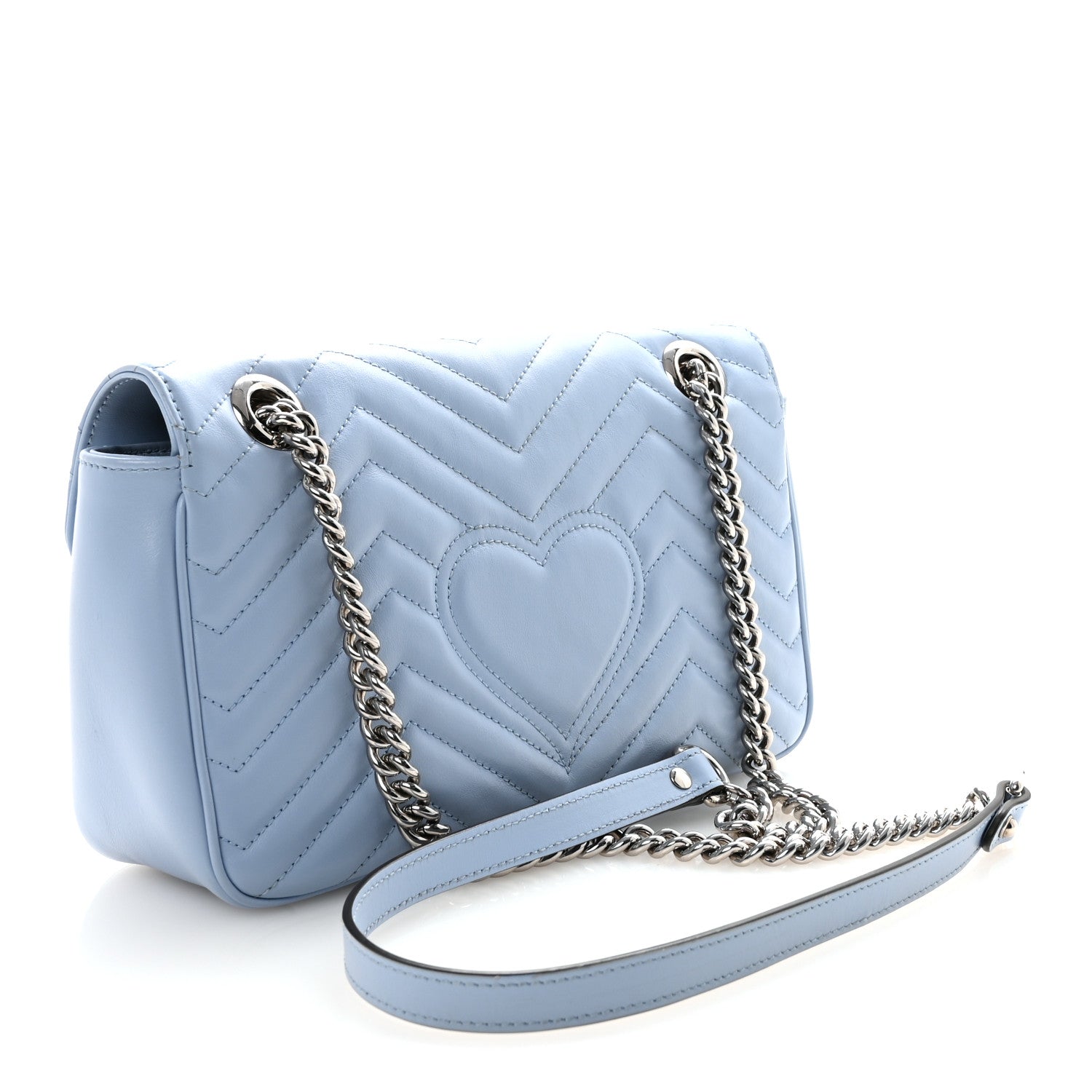Gucci Calfskin Matelasse Small GG Marmont Shoulder Bag Porcelain Light Blue 3 of 10