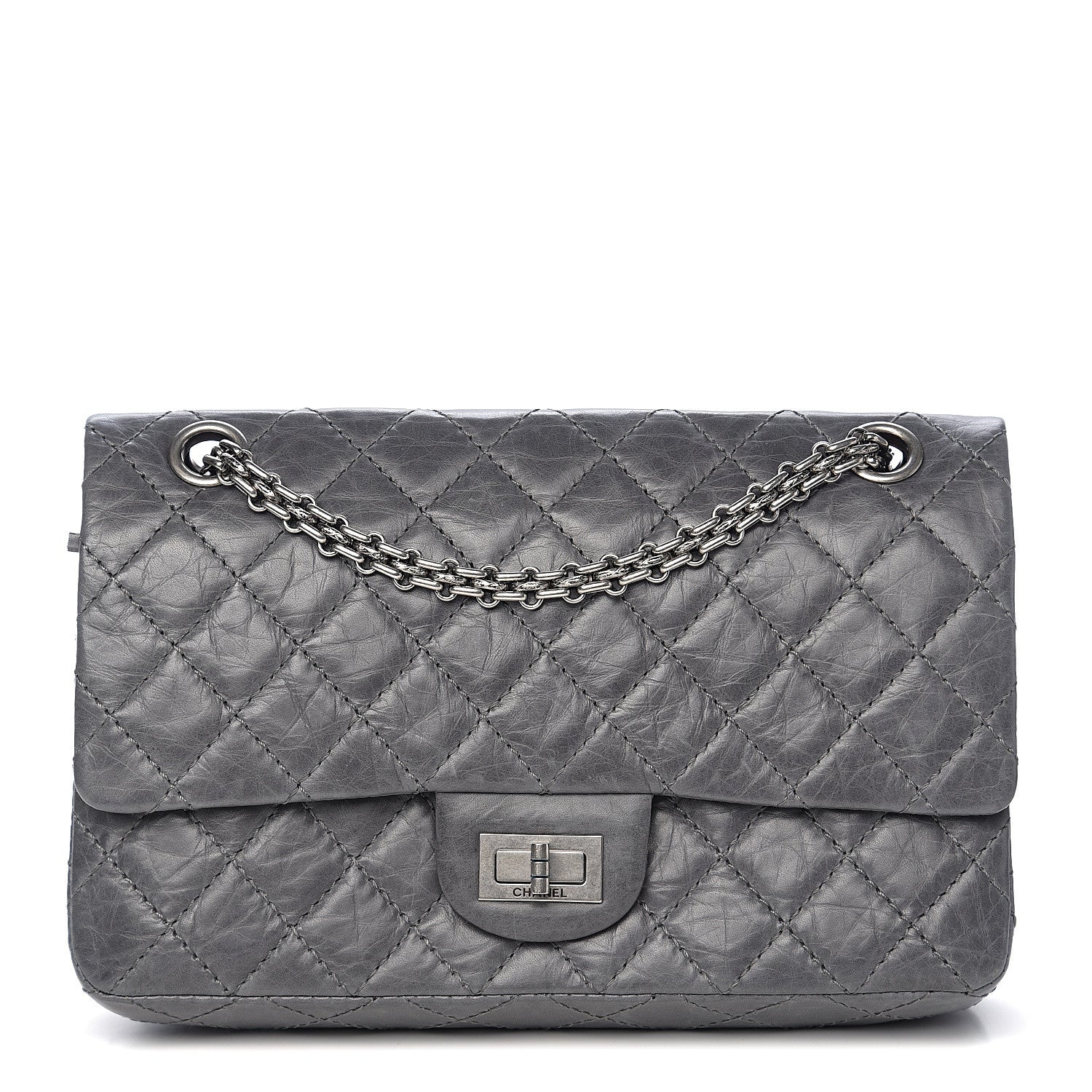 Chanel Aged Calfskin Quilted 50th Anniversary 2.55 Reissue 225 Flap Gris 1 of 11