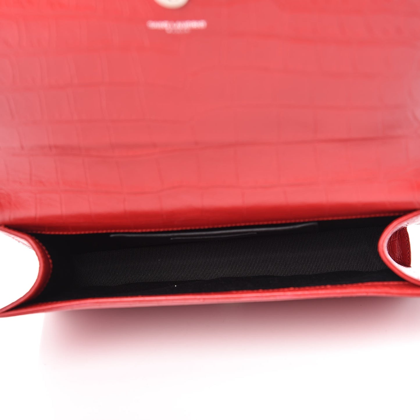 Calfskin Crocodile Embossed Classic Kate Monogram Clutch Red