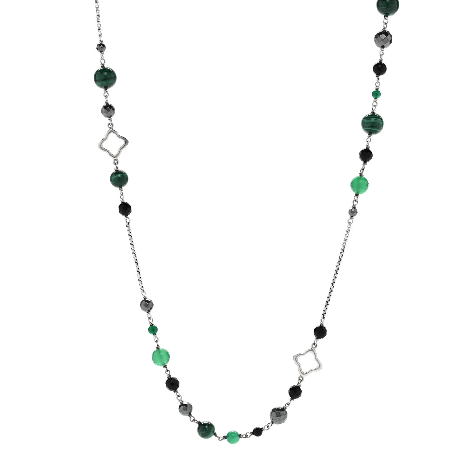 David Yurman Sterling Silver Black Onyx Malachite Chalcedony Hematine Bijoux Necklace 1 of 5