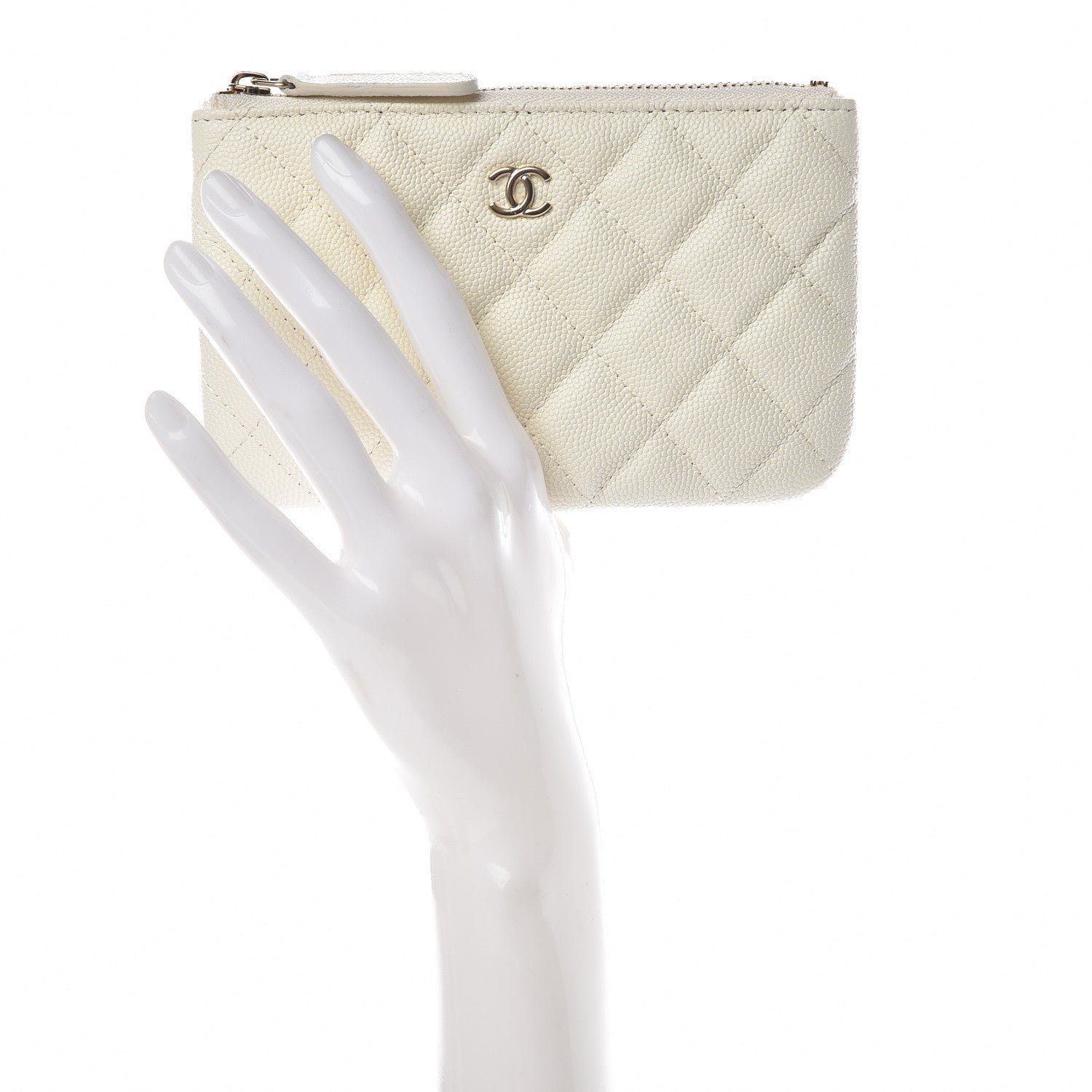 Chanel Caviar Quilted Small Cosmetic Case White 2 of 12