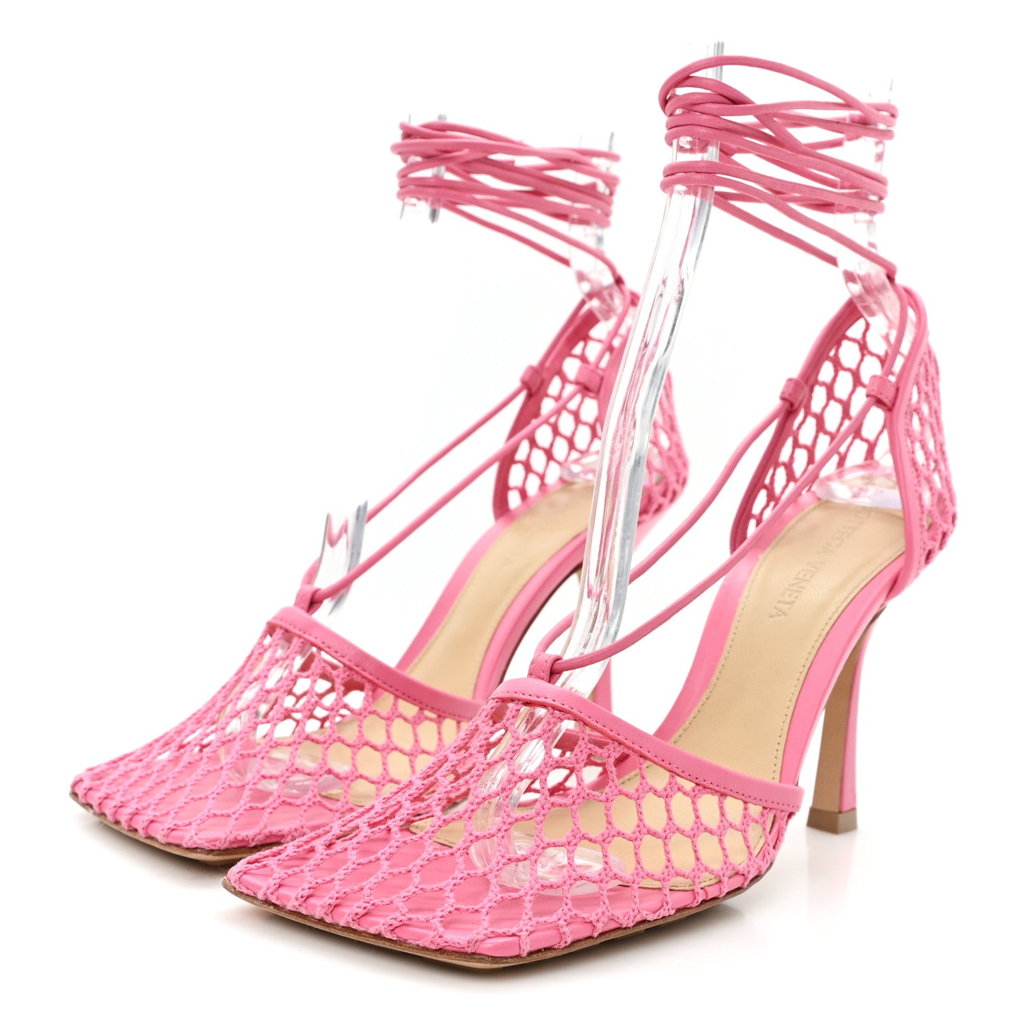 Bottega Veneta Mesh Nappa Stretch Ankle Tie 90mm Sandals 37 Azalea 4 of 8