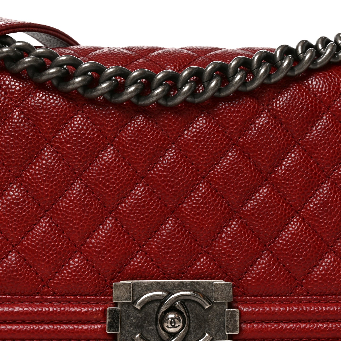 Caviar Quilted Medium Boy Flap Dark Red