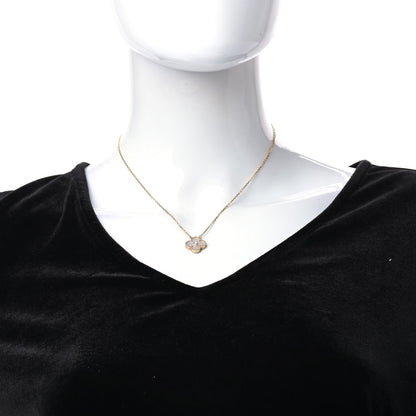 Van Cleef & Arpels 18K Rose Gold Diamond Mother of Pearl Vintage Alhambra Pendant Necklace 2 of 5