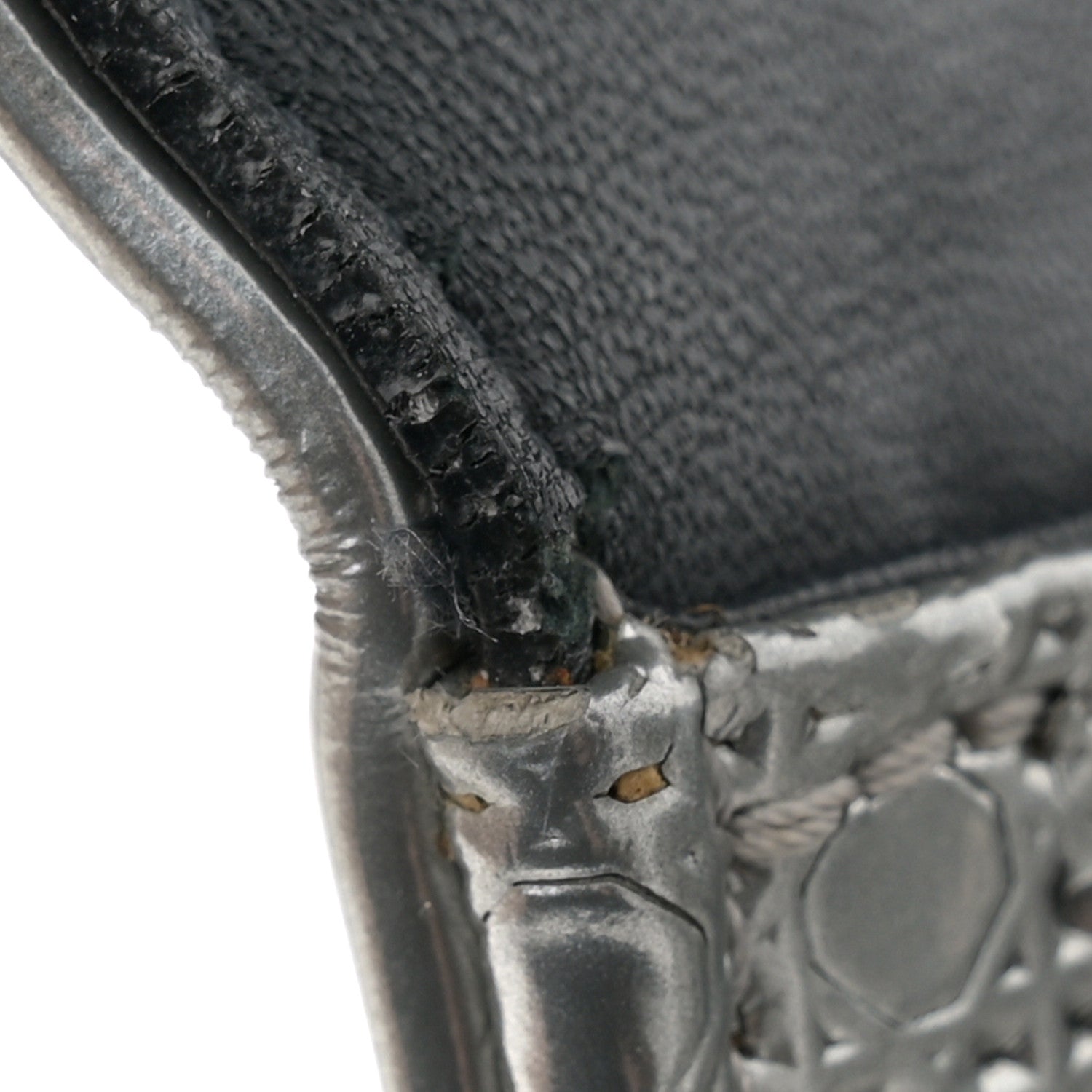 Christian Dior Metallic Patent Micro-Cannage Medium Diorama Flap Bag Silver 12 of 13