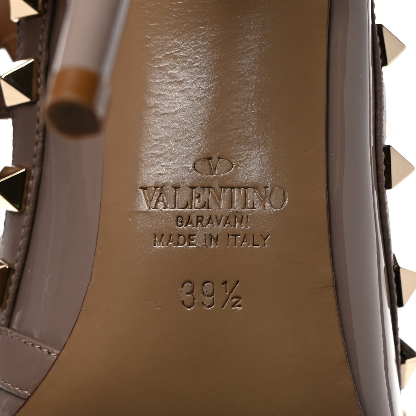 Patent Nappa Rockstud Ankle Strap 100mm Pumps 39.5 Poudre