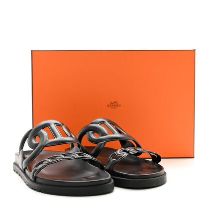 Hermes Nappa Extra Sandals 37.5 Black 9 of 9