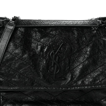 Saint Laurent Crinkled Calfskin Matelasse Monogram Medium Niki Chain Satchel Black 8 of 10