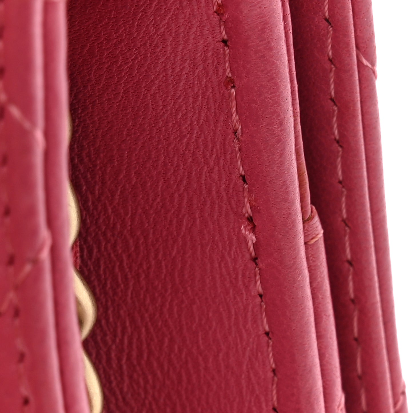 Lambskin Quilted Wallet On Chain WOC Dark Pink