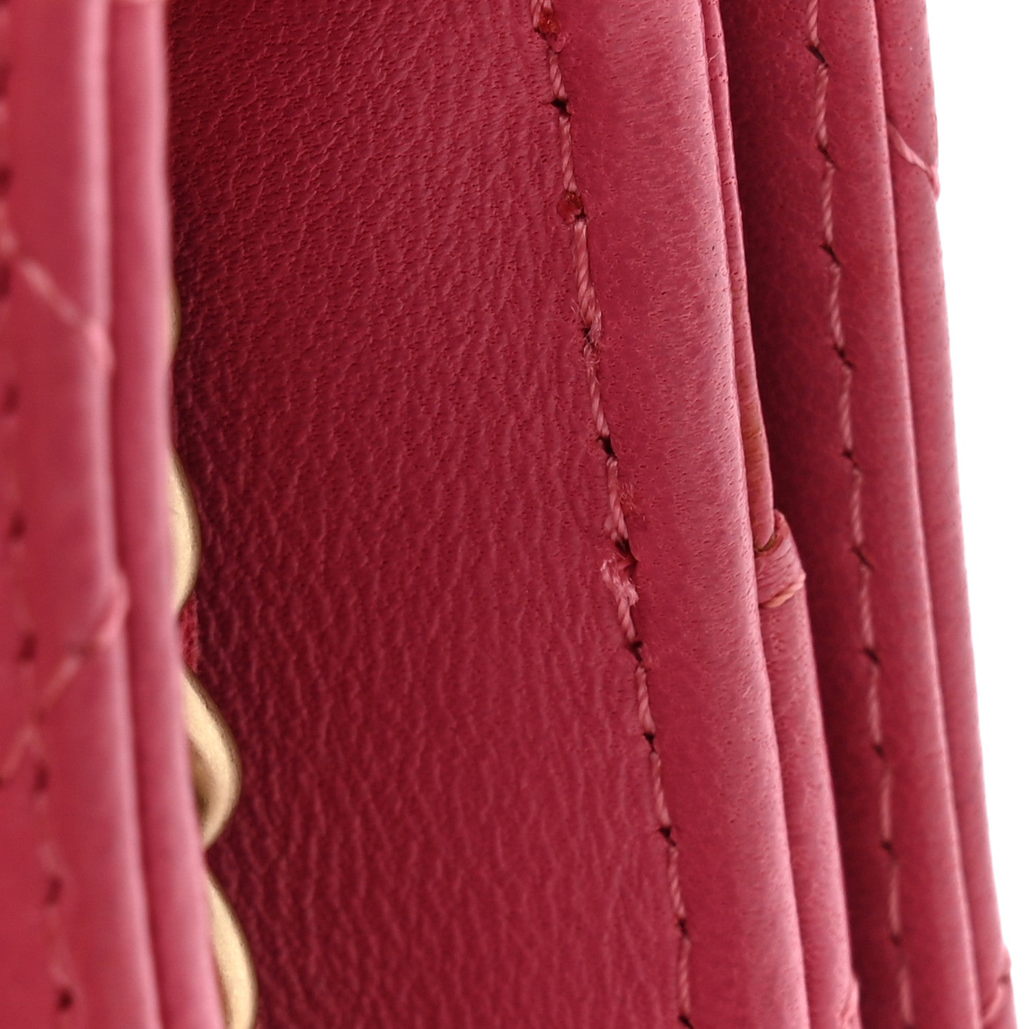 Chanel Lambskin Quilted Wallet On Chain WOC Dark Pink 12 of 13