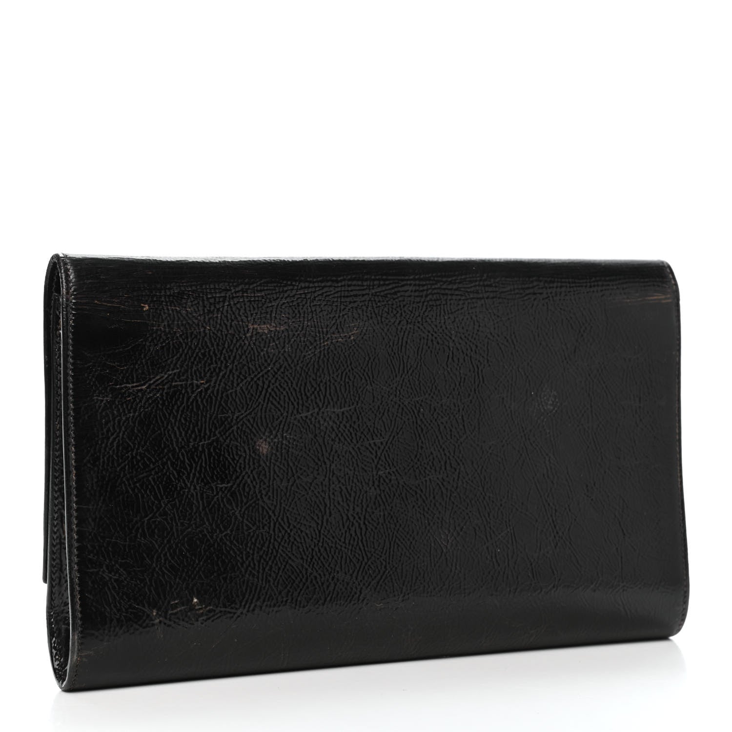 Saint Laurent Textured Patent Monogram Large Belle De Jour Clutch Black 3 of 18