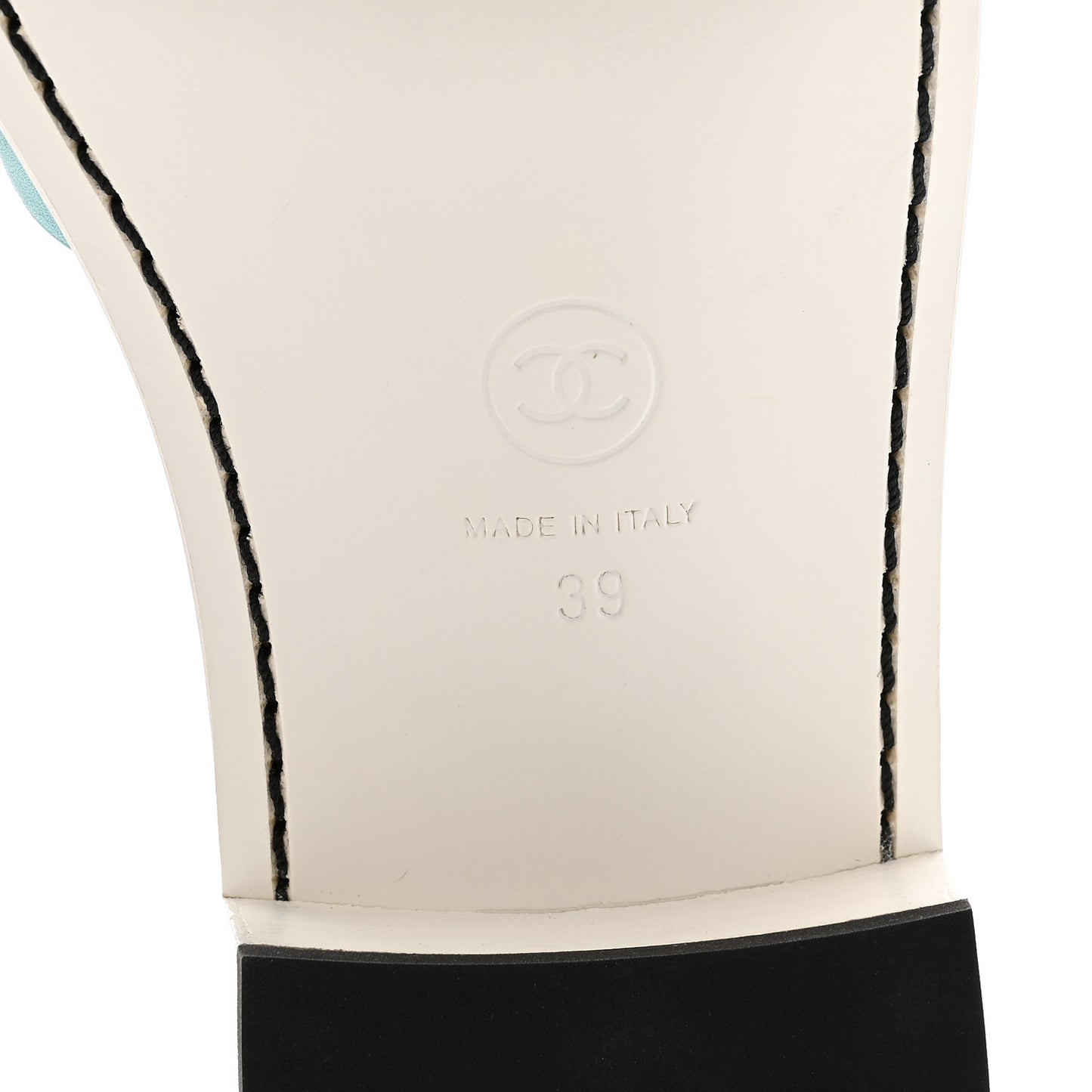 Calfskin CC Mules 39 Turquoise White
