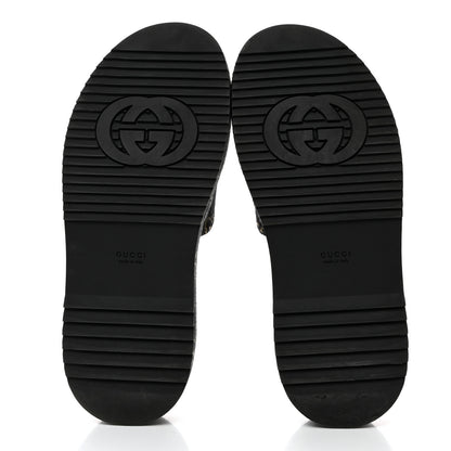 Gucci Jacquard Black Denim GG Monogram Angelina Platform 55mm Slide Sandals 39 Black Ivory 5 of 10