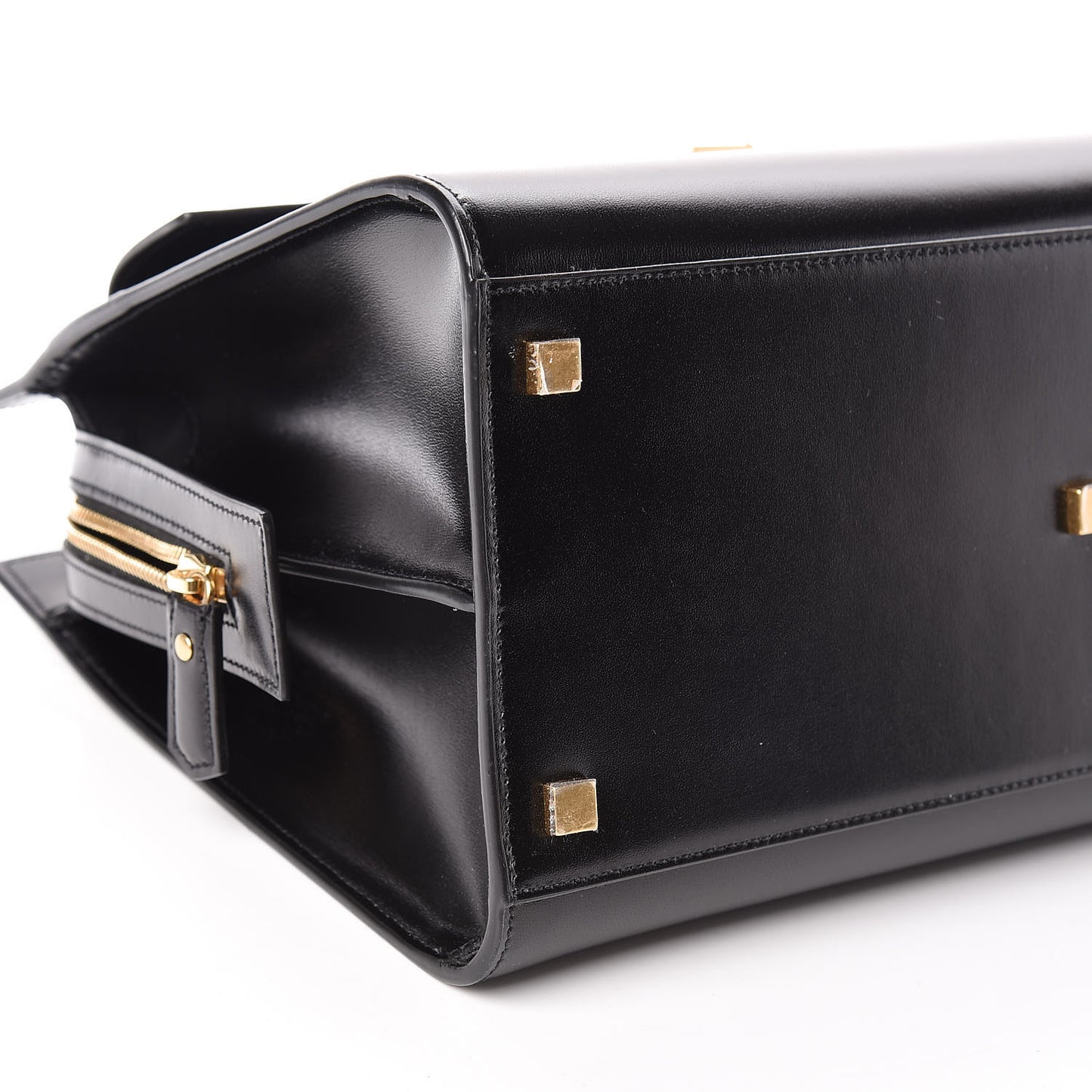 Shiny Calfskin Medium Uptown Tote Black
