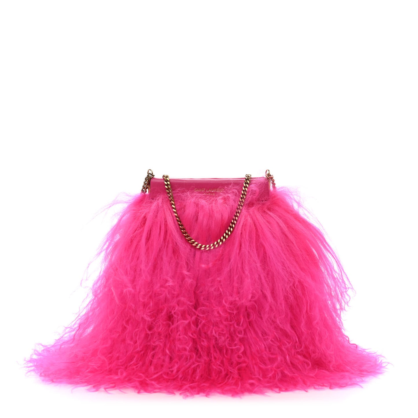 Fur Mini Pac Pac Pouch On Chain Fuchsia