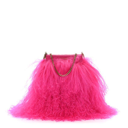 Saint Laurent Fur Mini Pac Pac Pouch On Chain Fuchsia 1 of 6