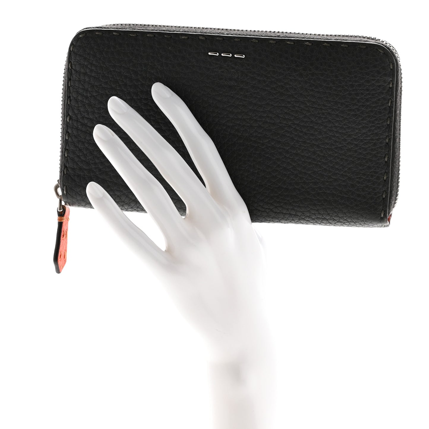 Cuoio Romano Lux Selleria Zip Around Wallet Asfalto Arancio