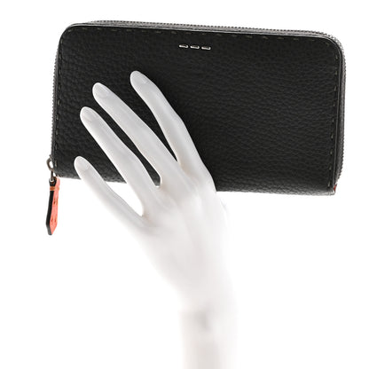 Fendi Cuoio Romano Lux Selleria Zip Around Wallet Asfalto Arancio 2 of 13