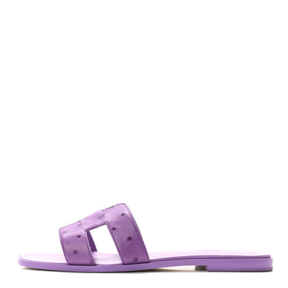 Hermes Ostrich Oran Sandals 40 Violet 1 of 8