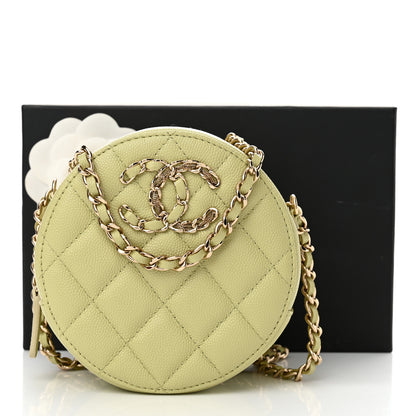 Chanel Caviar Quilted French New Wave Round Clutch With Chain Light Green 11 of 11