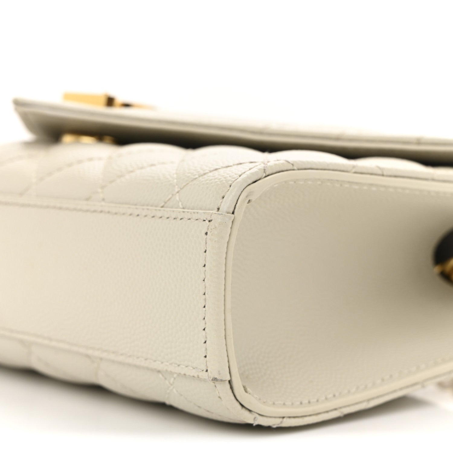 Saint Laurent Grain De Poudre Textured Mixed Matelasse Triquilt Small Monogram Satchel Crema Soft 10 of 11