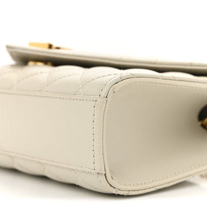 Saint Laurent Grain De Poudre Textured Mixed Matelasse Triquilt Small Monogram Satchel Crema Soft 10 of 11
