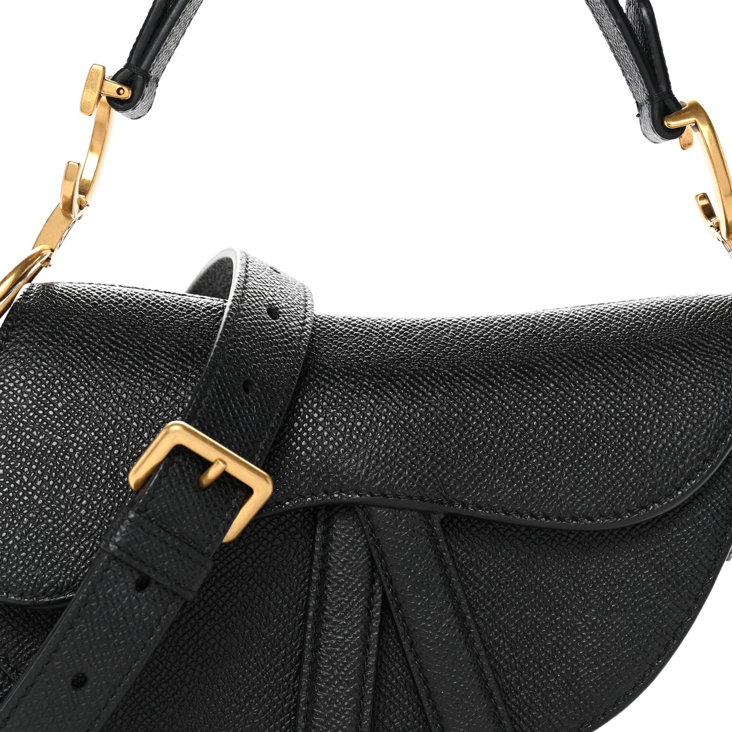 Christian Dior Grained Calfskin Mini Saddle Bag With Strap Black 8 of 10