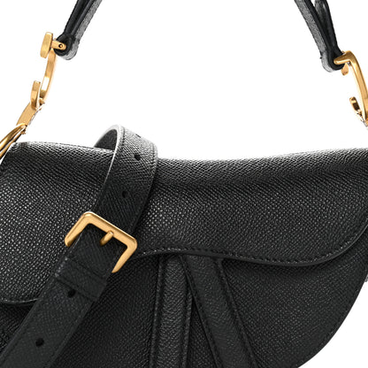 Christian Dior Grained Calfskin Mini Saddle Bag With Strap Black 8 of 10