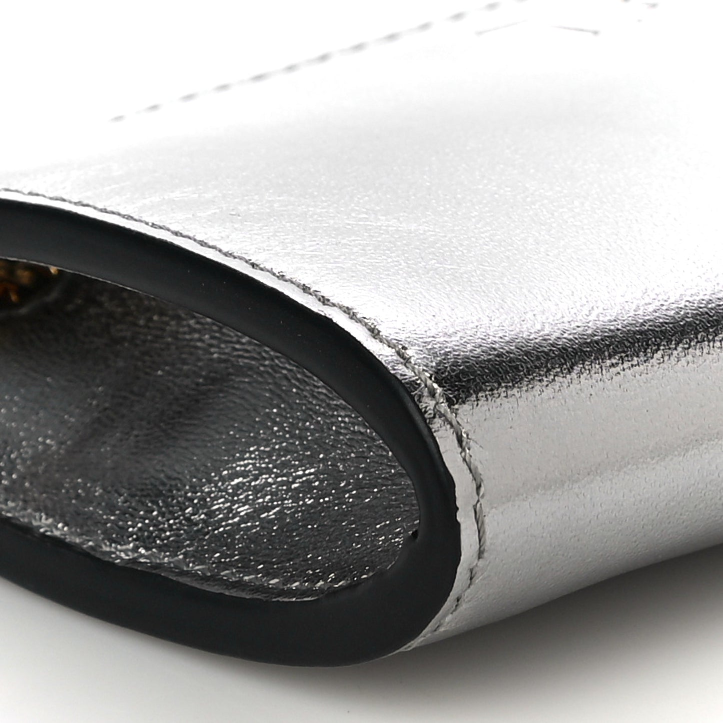 Metallic Calfskin Key Pouch Silver