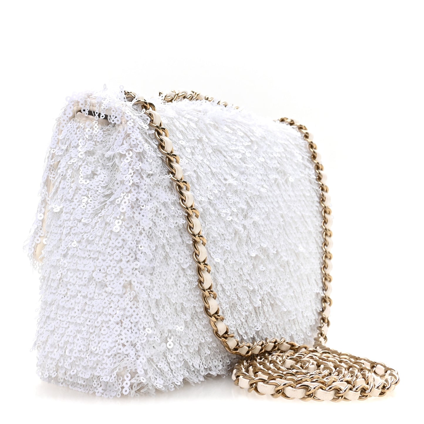 Sequin Mini Rectangular Flap White