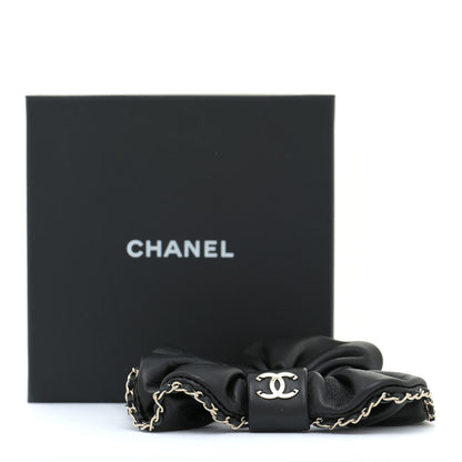 Chanel Lambskin Chain CC Hair Scrunchie Black Gold 6 of 6