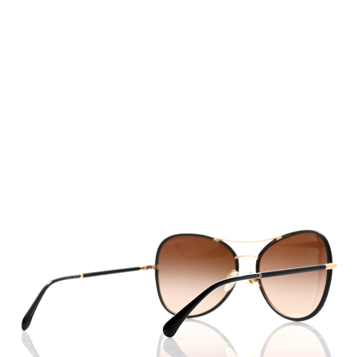 Chanel Aviator CC Sunglasses Gold Black 4 of 8