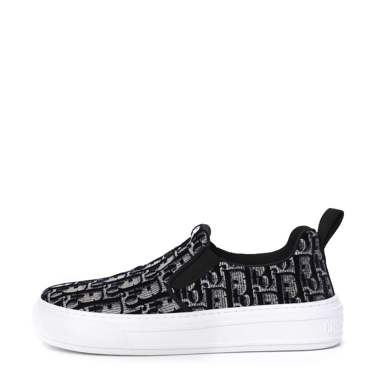 Christian Dior Velvet Oblique Womens Solar Slip On Sneakers 37 Deep Blue 1 of 10