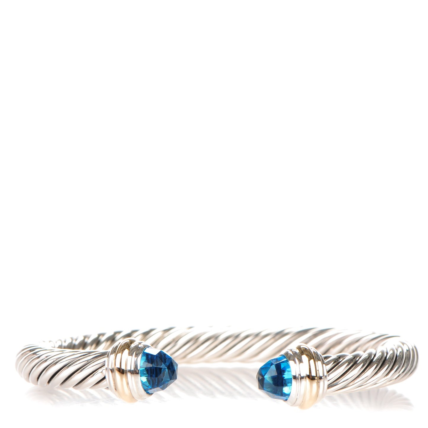 Sterling Silver 14K Yellow Gold Blue Topaz 7mm Cable Classics Bracelet