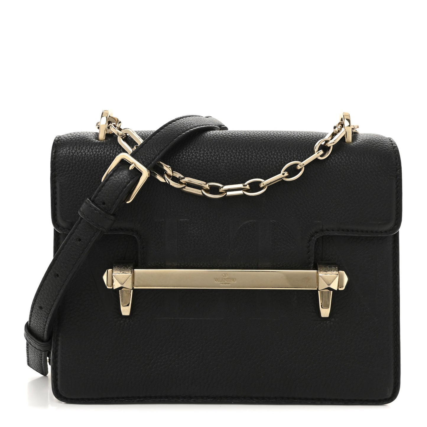 Grainy Calfskin Medium VLTN Uptown Shoulder Bag Black